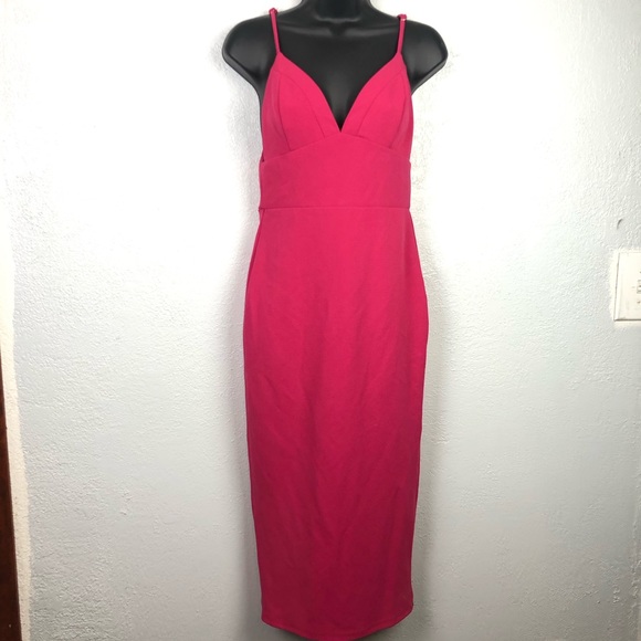 NEW LULU’S bodycon fitted exposed zipper hot pink Dress sexy Sz XS - Picture 4 of 14